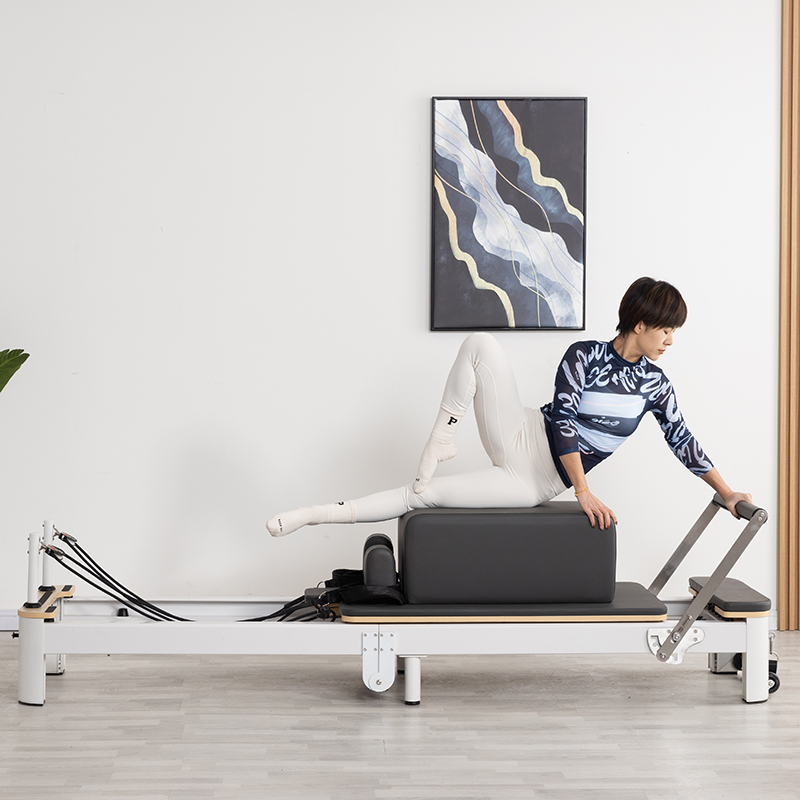 White Shorty Aluminum Pilates Reformer