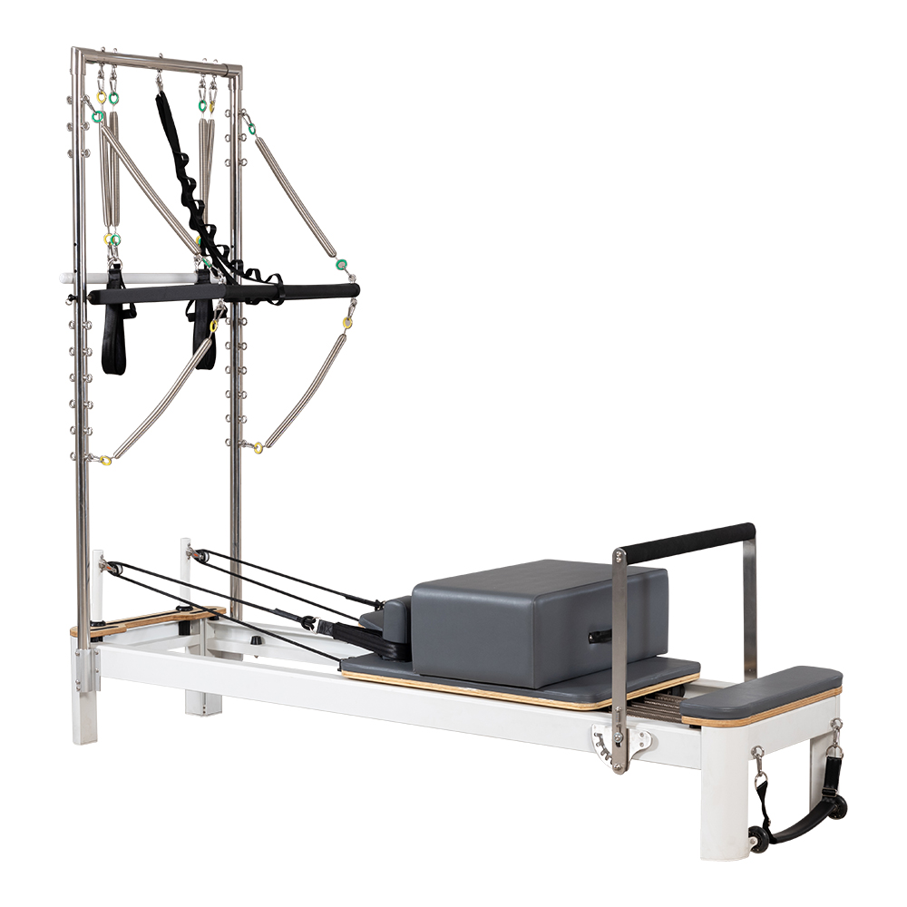 White Aluminium Pilates Reformer with Tower